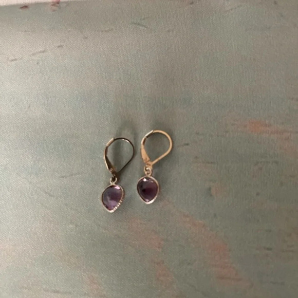 Savvy Cie Sterling Silver Amethyst Heart Earrings - Picture 4 of 9